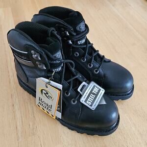Roadmate Men's Steel Toe Work Boots Shock Resistant Black Men Sz 8 NWT